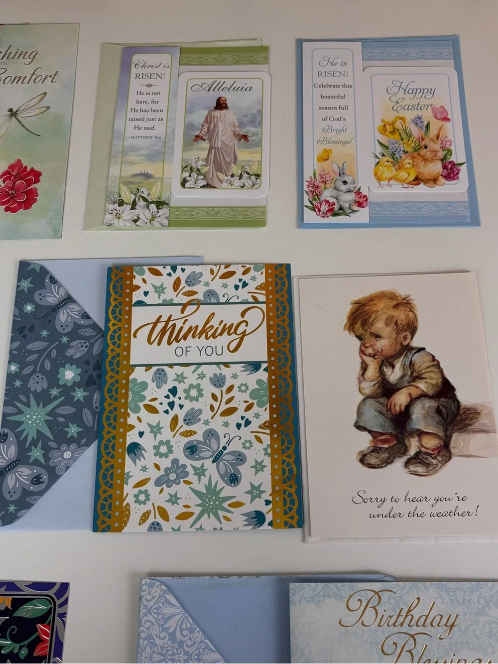 12 Mixed Assortment of Vintage Greeting Cards - Floral & Occasion Designs